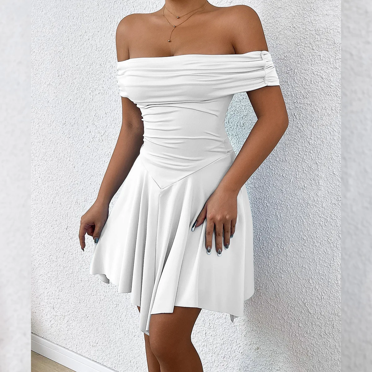 

2025 Summer New Women's Off-shoulder Irregular Strapless Slim Sexy Dress Bodycon 2025 Summer Dress Robe Vestido Women Party