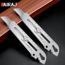 AIRAJ Utility knife with Scale Retractable Sharp Cut Heavy Duty Steel Break Blade Paper Cut Industrial Grade Manual Tools