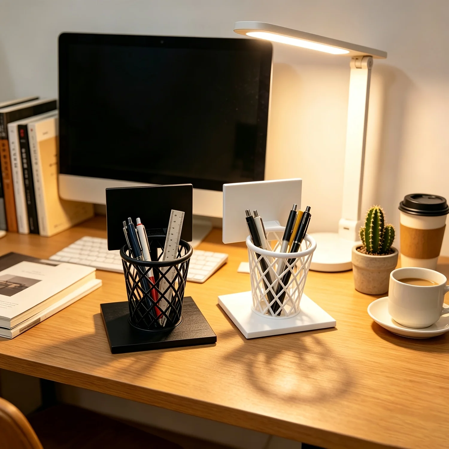 Basketball hoop-shaped pen holder, portable and practical stationery storage, suitable for home and office desktop use