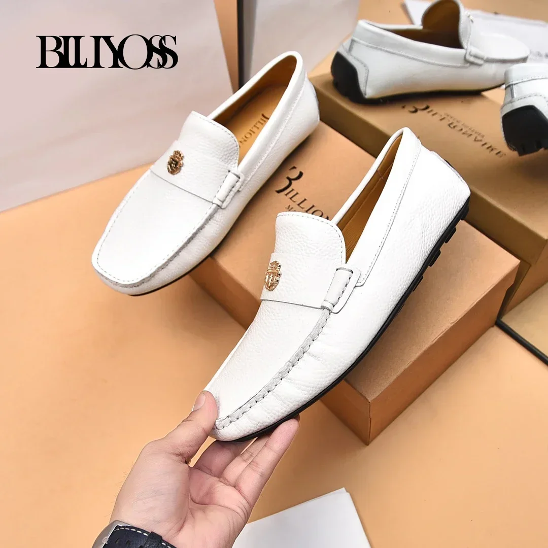 BLLIYOSS BILLIONAIRE 2026 SS  Men Shoes Lychee Patterned Calf Leather Comfort High Quality outdoor European Metal OLD MONEY