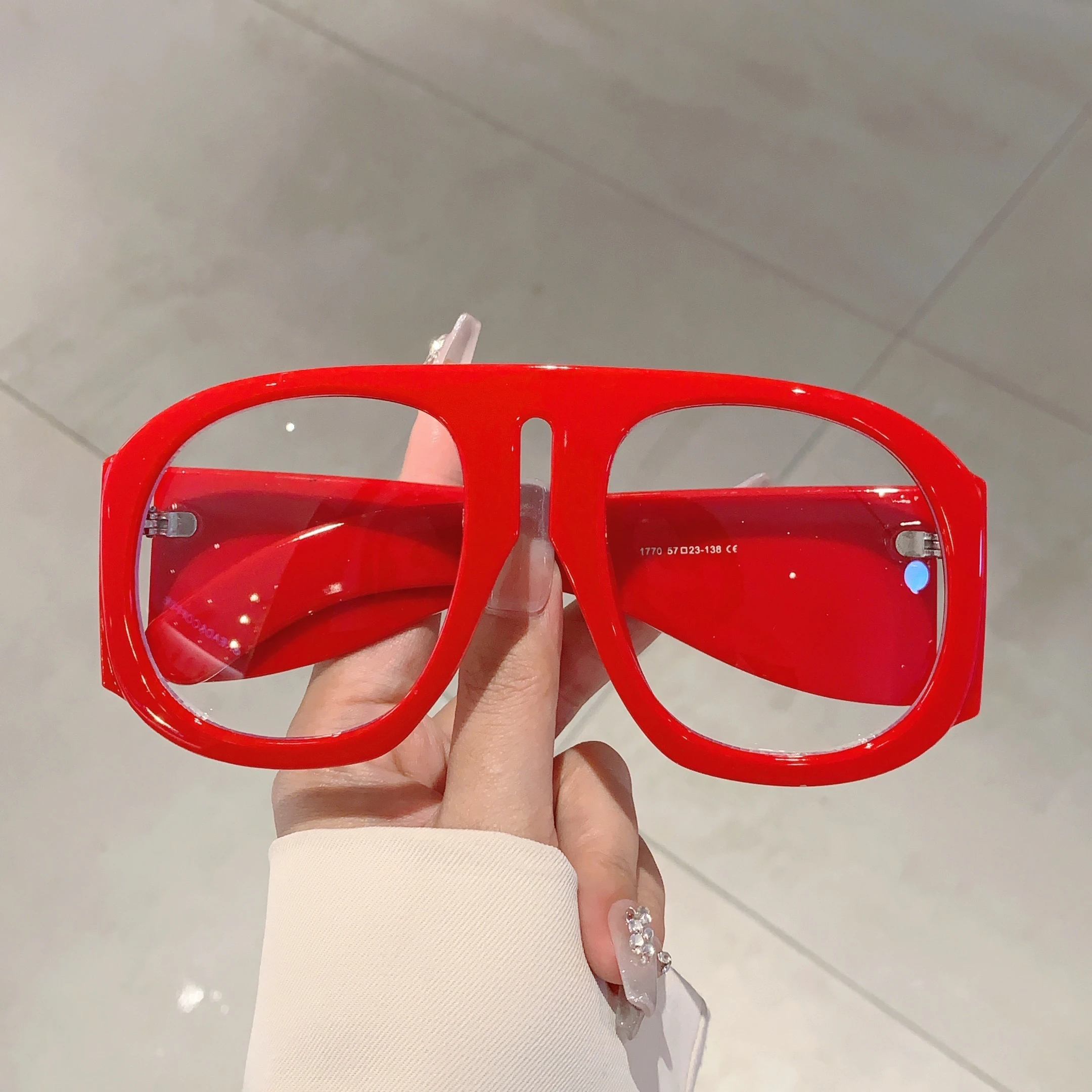 KAMMPT Oversized Round Glasses Women 2024 New in Blue Light Blocking Eyewear Ins Trendy Brand Design Non-prescription Eyeglasses