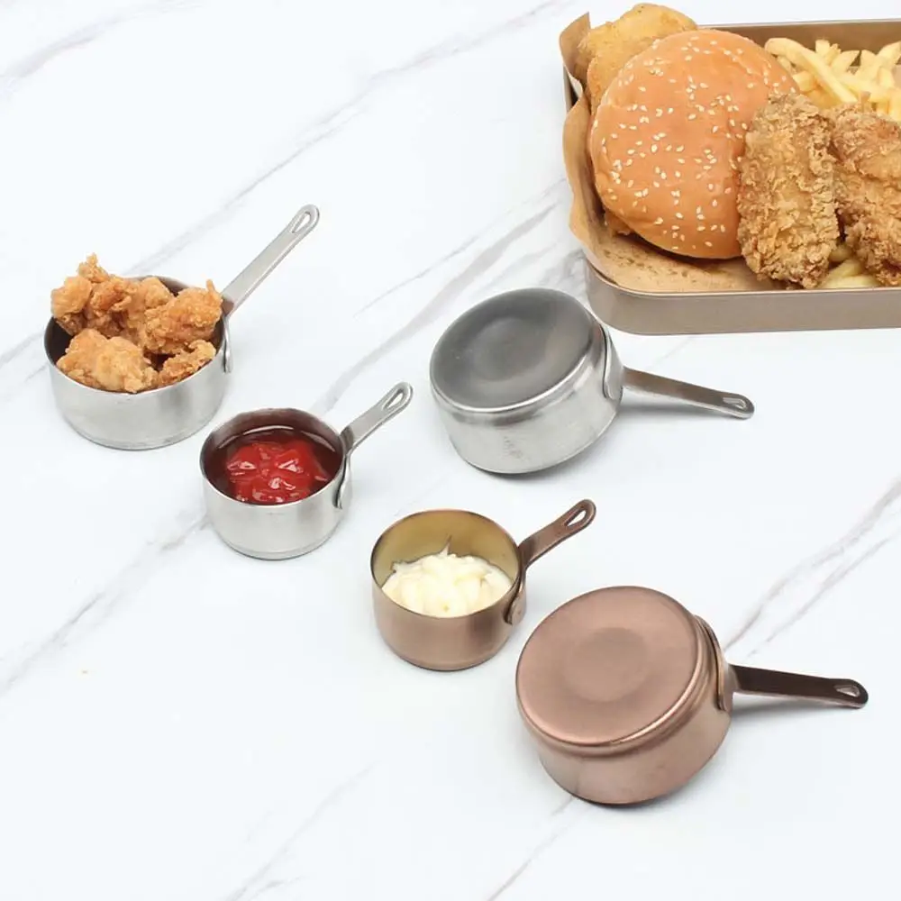 Edelstahl Kleines Steak Edelstahl Teppanyaki mit Griff Saucenpfanne Heiztopf Saucenschale Gewürzbecher