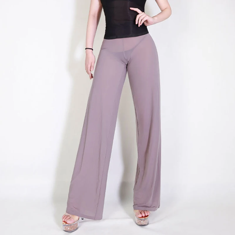 Fashionable High-Waist Ice Silk Yoga Pants Wide Leg Lightweight Home Pants Draped Feel Comfortable Casual Trousers for Women