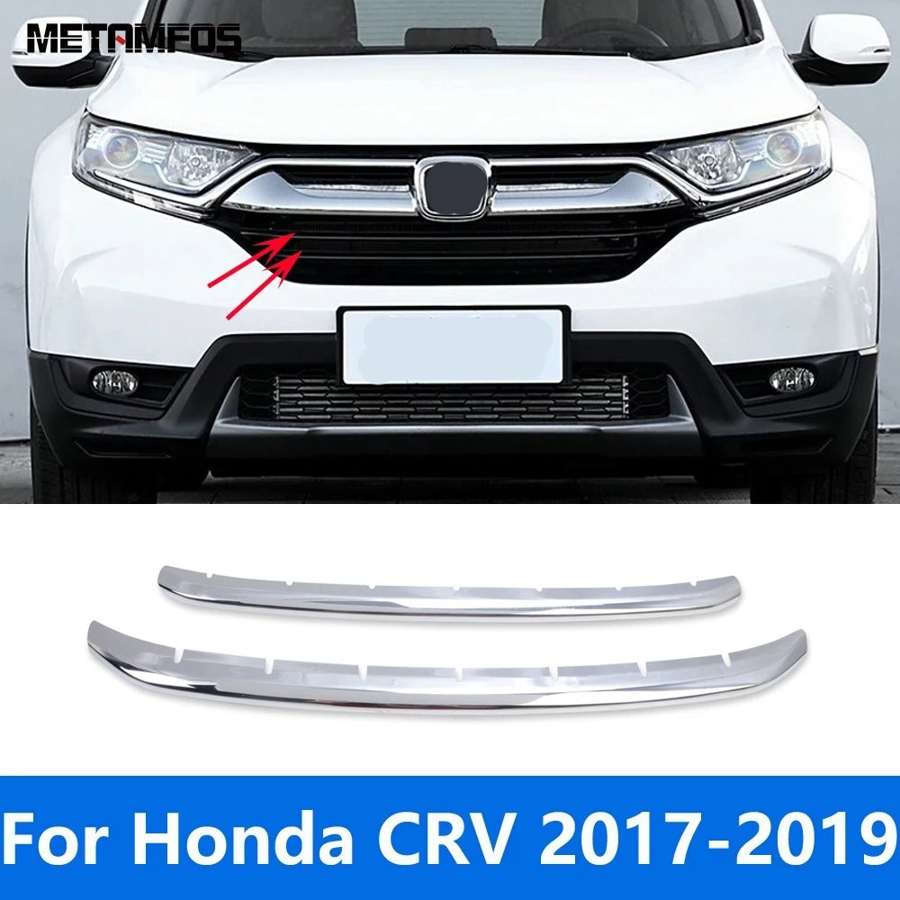 For Honda CR-V CRV 2017 2018 2019 Chrome Front Mesh Grid Grille Raing Grill Molding Trim Decoration Strip Exterior Accessories