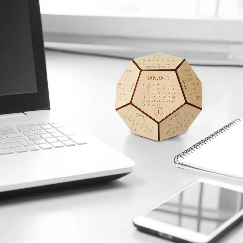 تقويم خشبي مع النردان السداسي ، تقويم مكتبي رائع ، تقويم مكتبي مضحك ، ديكور جمالي ، هدايا للرجال والنساء ، زملاء العمل