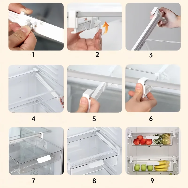 Refrigerator Large Hanging Storage Box Kitchen Eggs Vegetables Fruits Transparent Container Icebox Push-pull Drawer Organizer