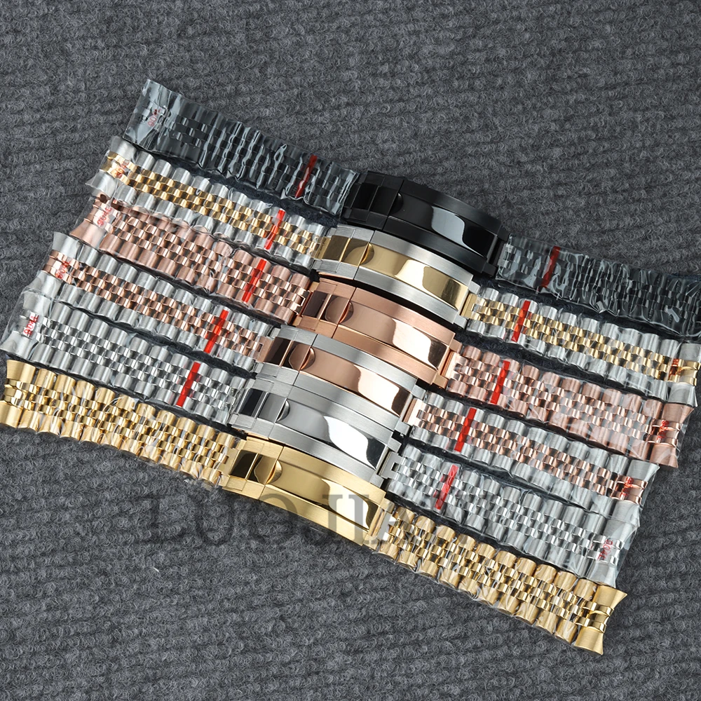 

NH35 Strap 20mm Width Gold/Rose gold/Silver Jubilee Bracelet Folding Buckle For Daytona SUB Log NH35 NH36 Watch Case 316L Steel