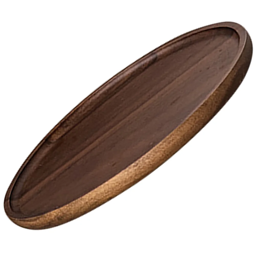 

Round Wooden Fruit Plate Walnut Material Serving Tray For Salad Dessert Snacks Cake Dining Table Decor Wood Platter