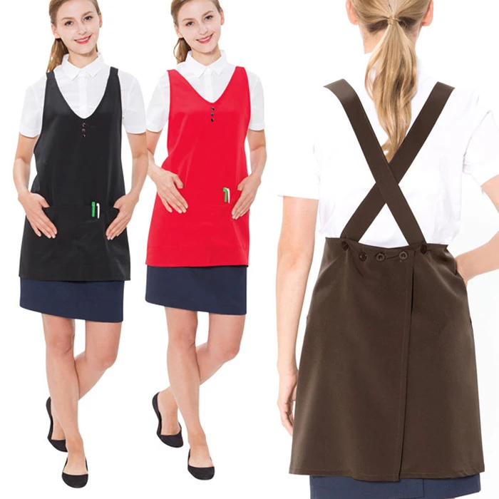 HBYK FBOGNEY V Neck X-type Apron _ PO5113 Red/Middle