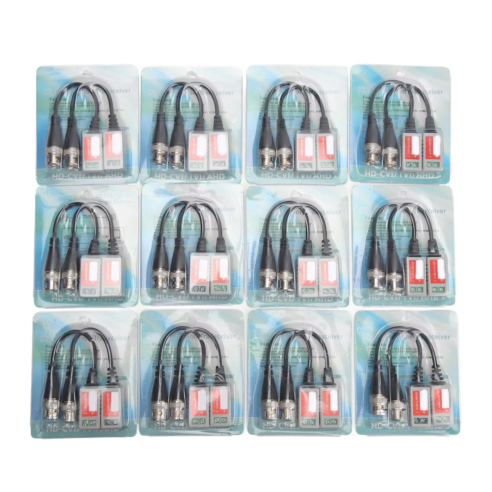 24Pcs Video Balun Connector Stable High Definition Image Reliable Video Balun Transmitter for Surveillance Systems