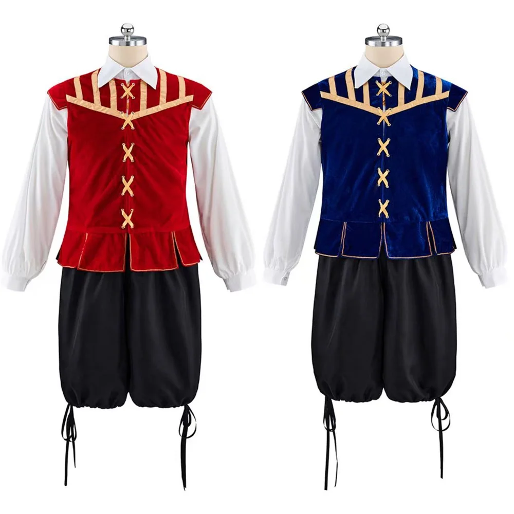 

Ренессанс Тюдор елизаветинский мужской средневековый костюм, жилет, рубашка, брюки, полный комплект, наряды для карнавальной вечеринки на Хэллоуин