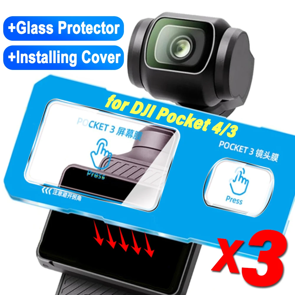 Automatic Positioning Screen/Lens Protector for DJI OSMO Pocket4 Tempered Glass Screen Protectors 1-3Set for DJI OSMO Pocket 4/3