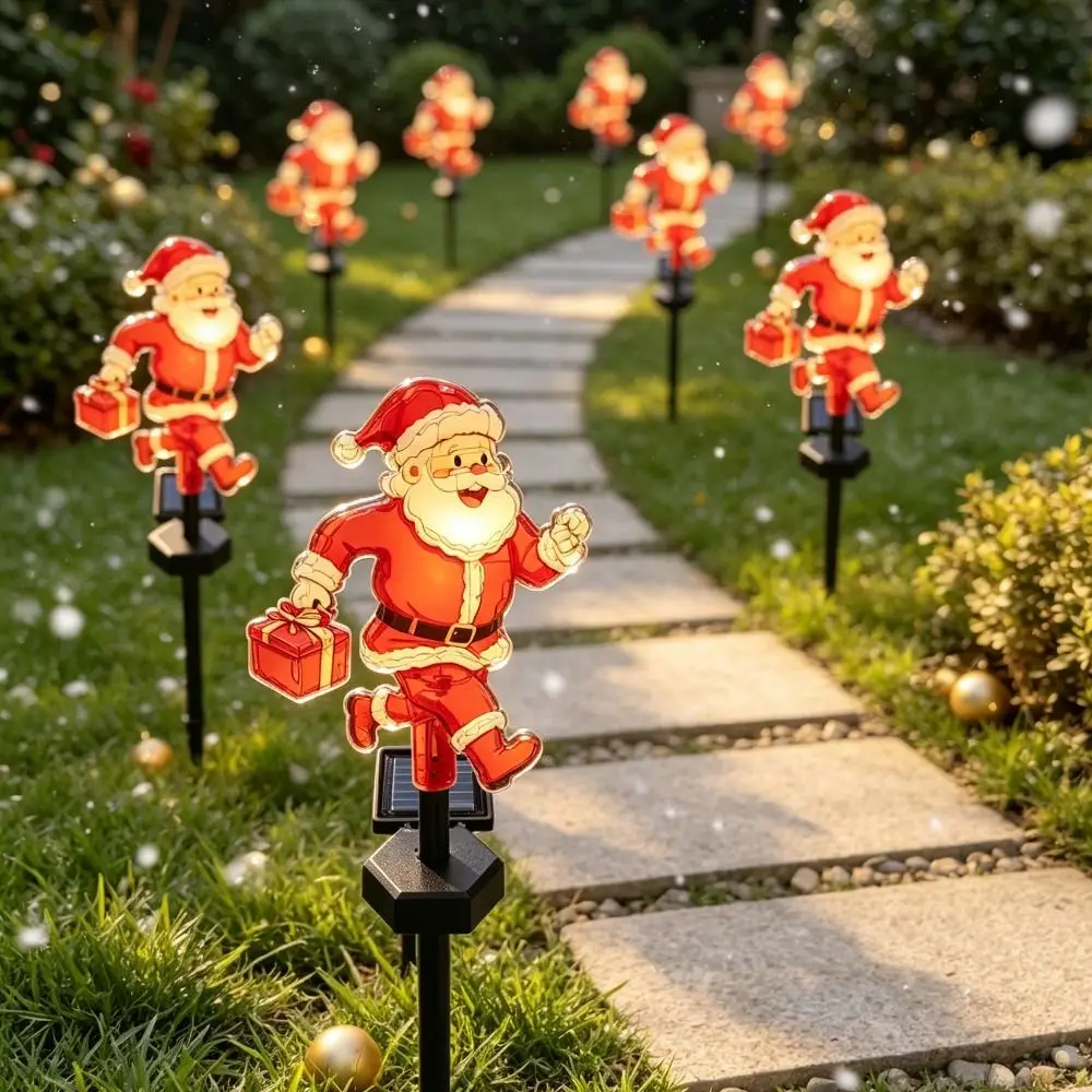 Solar Powered Christmas Solar Light Snowman Santa Claus Santa Claus Pathway Lights Weatherproof Waterproof Garden Stake Lights