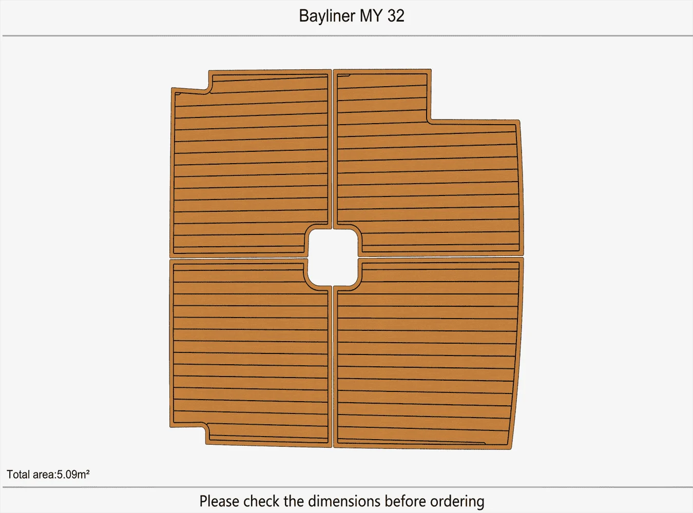 

Кокбина Bayliner MY 32 1/4 дюйма, 6 мм, напольная палуба из тикового дерева EVA