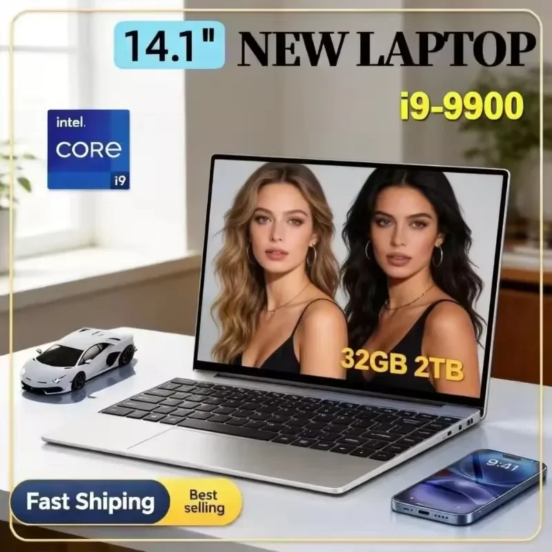 14.1 Inch Laptop Intel I9-9900 New Ultra Slim Laptop 32GB RAM 1TB 2TB SSD High Performance Windows 11 Original Portable
