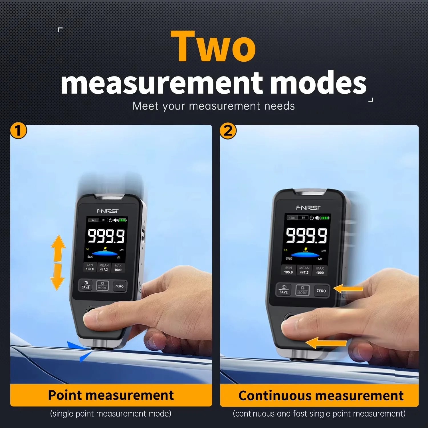 FNIRSI CTG-20 Car Coating Meter 0-1400μm Non Destructive Testing of Automotive Paintwork Fe NFe Fe+Zn Automatic Recognition view 4