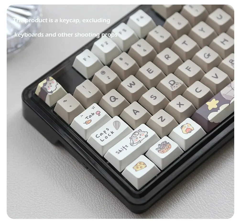 Tema mecânico do esquilo do teclado, Cherry Altura Keycaps, Sublimação de tintura PBT, DIY, 132 chaves, 68 75 87 98 104 chaves