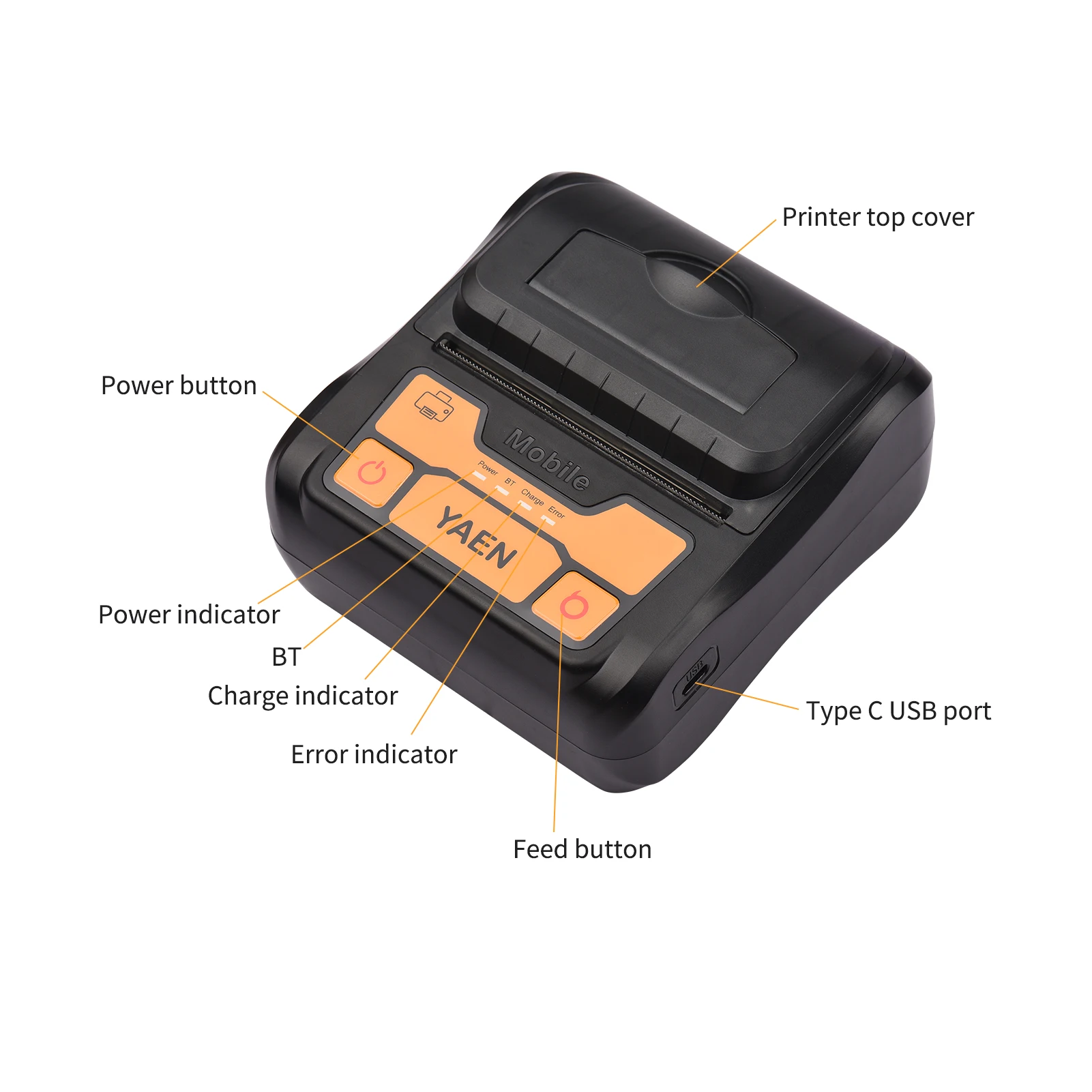 

Portable BT Label Maker Wireless 80mm Thermal Receipt Printer BT Connection Use with APP Compatible with IOS Android Smartphone
