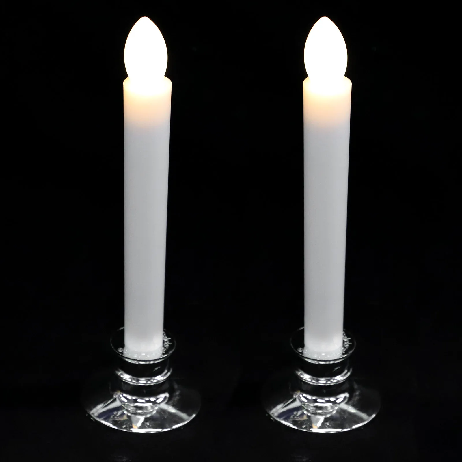 

2 Pcs Electronic Led Candles Candlestick Decorate Pillar Silver Realistic Flickering Flame