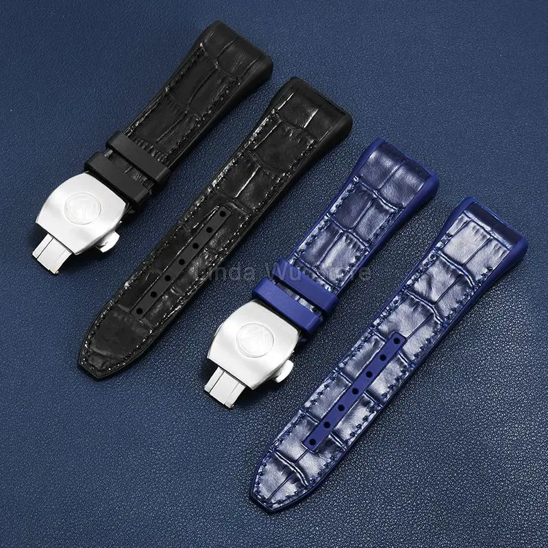 For FM Franck Muller V45 Special Genuine Leather Silicone Watch Strap 28mm Menwaterproof Durable Replacement Watchband