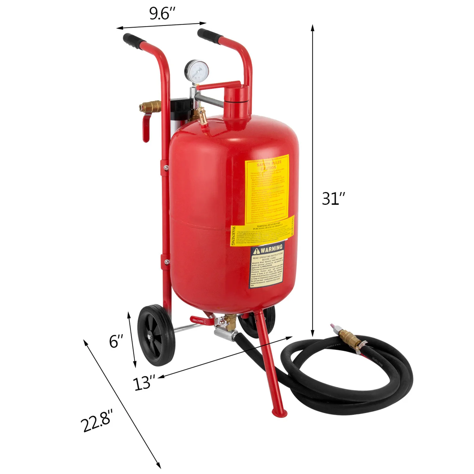 VEVOR 40L 10Gal Sandblaster Heavy Duty Steel Abrasive Air Sand Blaster Mobile Rust Remove Surface Cleaning Recondition Machine