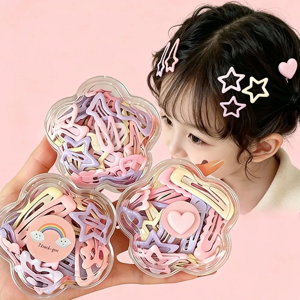 10/20/30Pcs Mixed Pink Heart & Bow Hair Clips Cute Snap Barrettes Sweet Girls Daily Party Holiday Hair Accessories Gifts