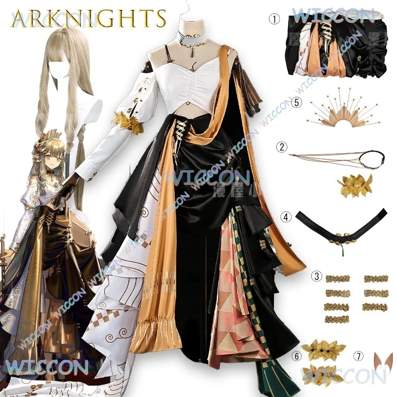 

Anime Game Character Arknights Muelsyse Walk the Golden Dream Cosplay Costume Girls Outfit Official Rhodes Island Operator Dress