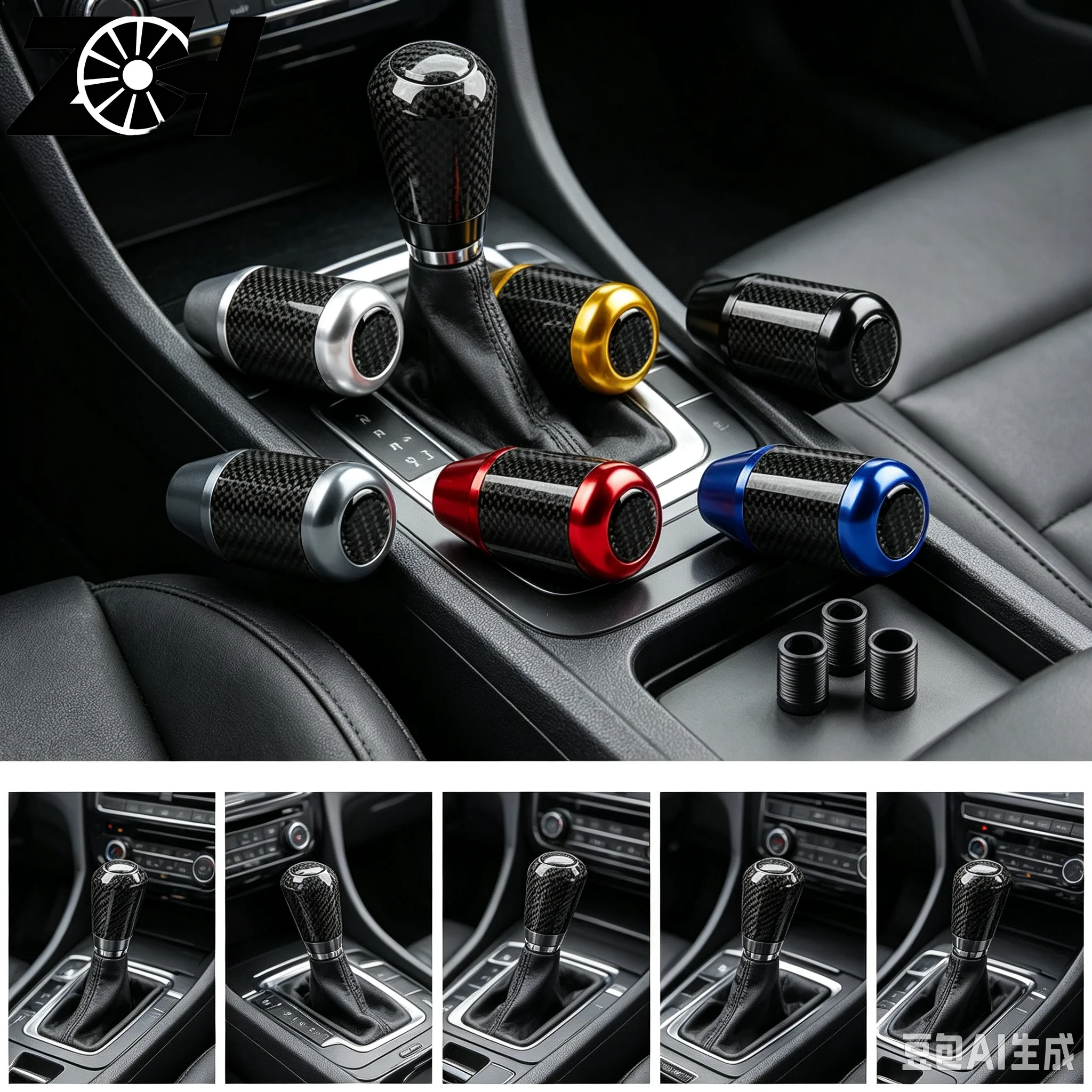 6 Colors Car Black Carbon Fiber AT MT Aluminum Gear Shift Knob Gearshift Shifter Stick Knob Lever Headball MT AT Knobs