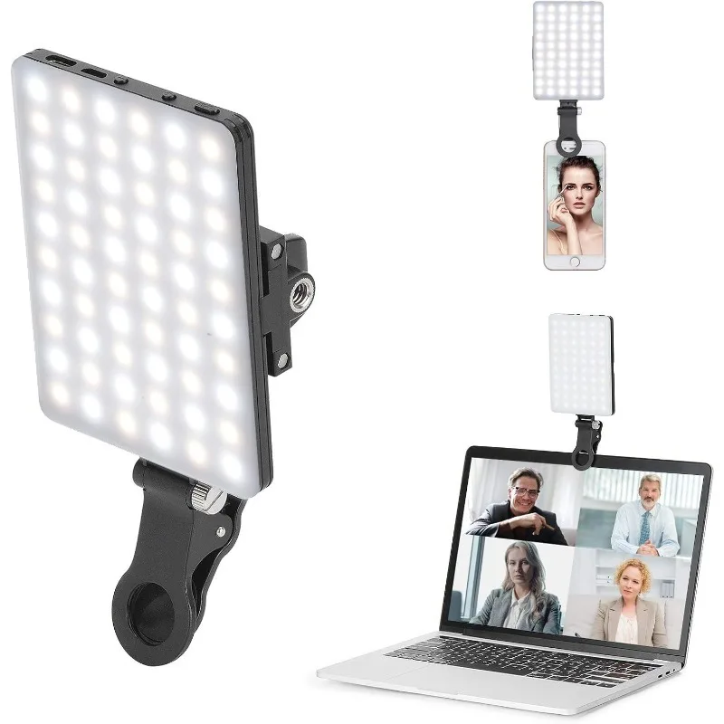

Newmowa 60 LED High Power Rechargeable Clip Fill Video Conference Light with Front & Back Clip, Adjusted 3 Light Modes