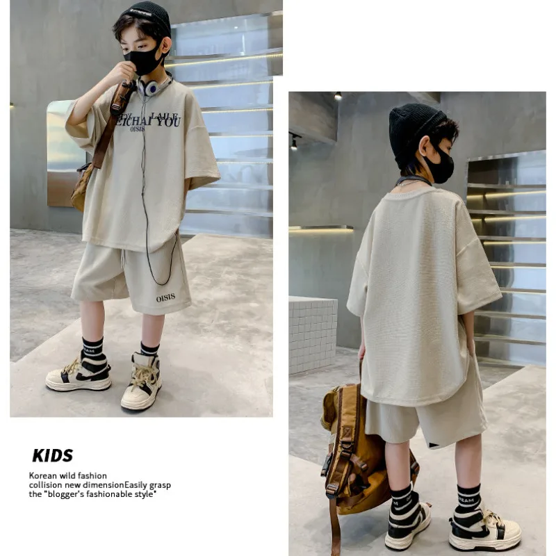 Summer Children Boy Clothes Teenage Girls Letter Print Tshirts and Shorts Suit Kid Top Bottom 2 Pieces Casual Outfits Tracksuits