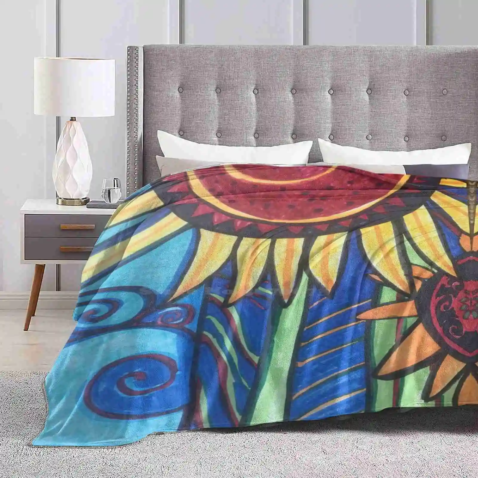 Big Bold Beautiful Sunflower Soft Warm Light Thin Blanket Special Needs Autism Young Artist