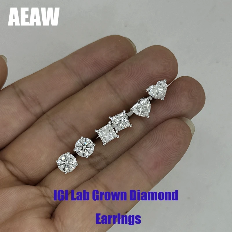 

0.5CT / 1CT Round Cut Heart Shaped Cut Princess Cut Diamond Lab Grown Diamond Fashionable Earrings DEF VS VVS 14K 10K Gold