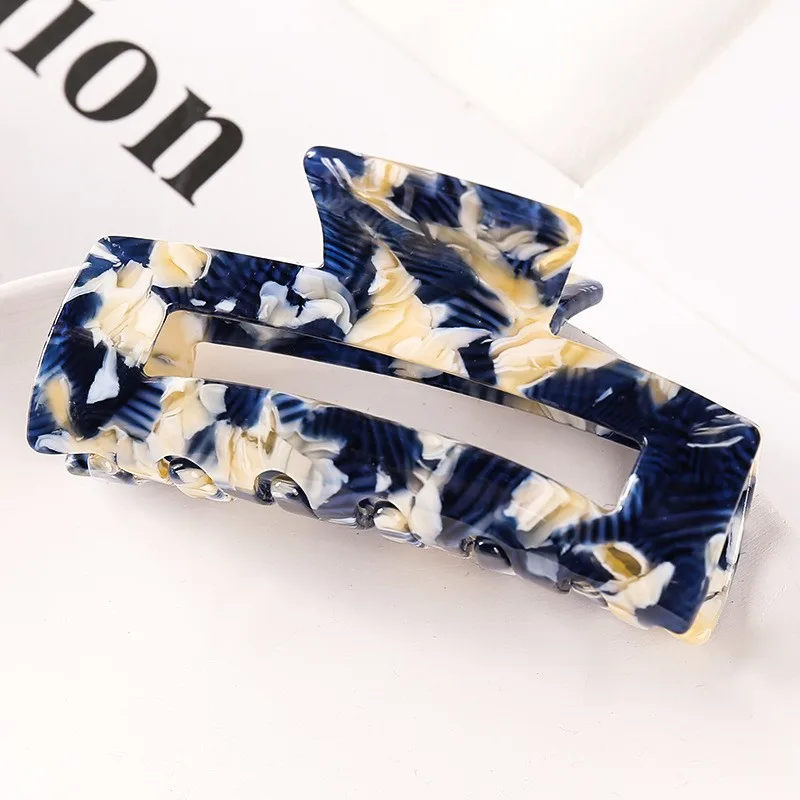 Fashion Rectangle Acetate Hair Claws Women Hair Accessories Colourful Hollow Out Plaid Ponytail Acetic Claw Clips For Girls