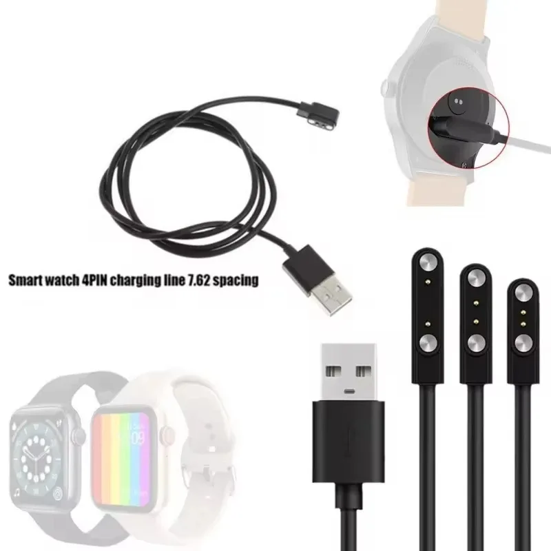 

2 pins 4pins Smartwatch Dock Charger Adapter USB Charging Cable Cord for Adult/Kids Smart Watch Power Charge Wire Accessories
