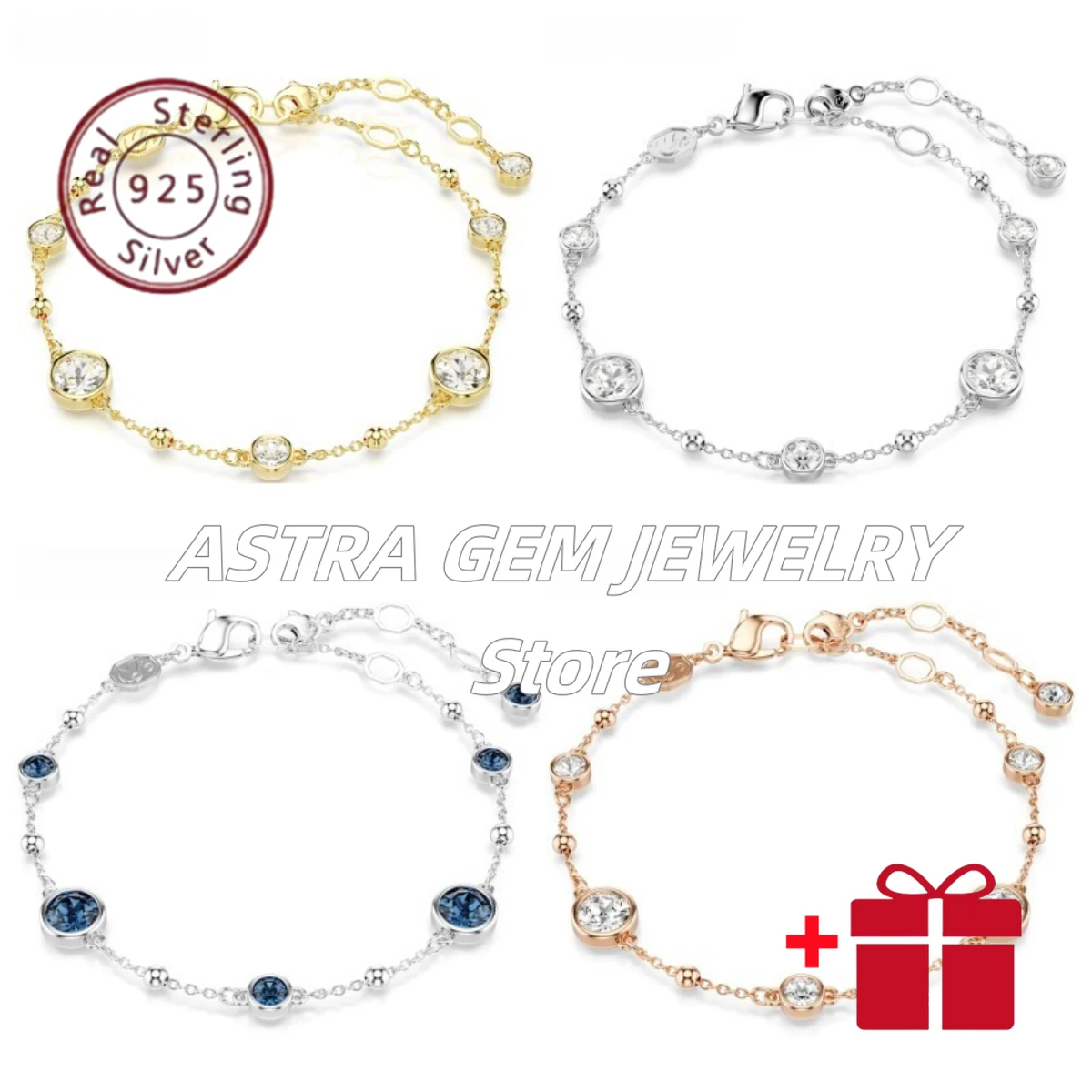 

2025 classic fashion S925 silver round-cut bubble crystal bracelet, trendy, simple and unique jewelry for couples as a gift