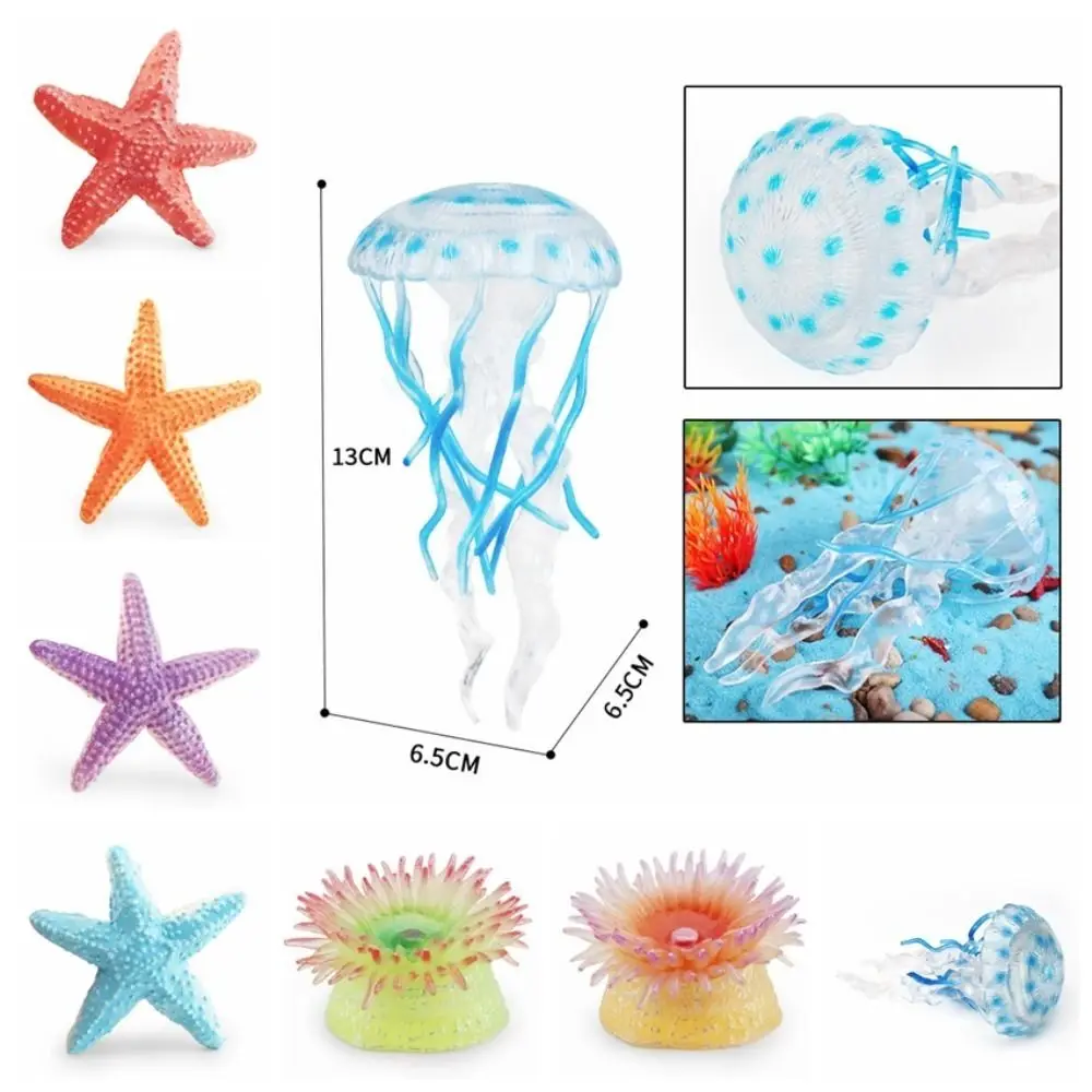 Solid Ocean Animal Figurine animali marini meduse realistiche stelle Marine anemoni plastica multicolore Sea Life Model