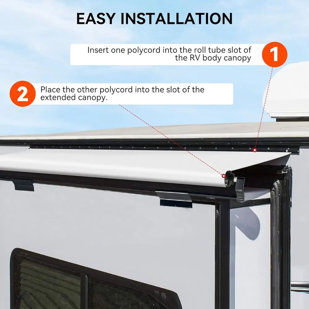 استبدال قماش المظلة المنزلق RV - مظلة علوية عالمية ومقاومة للطقس لمركبات الترفيهية ذات العجلات الخامسة والمنزل المتنقلة وغيرها