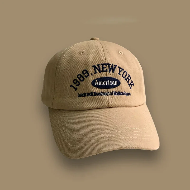 

Korean Retro Embroidered Baseball Cap Adjustable Couple Street Letter Hip Hop Streetwear Cap for Autumn Winter Spring 야구 모자