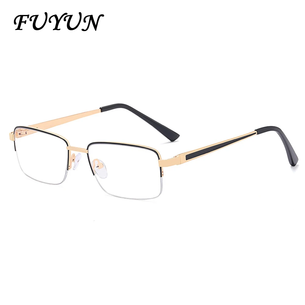 Men's Business Rectangular Metal Half Frame Anti Blue Light Glasses Light Luxury Brand Designer Designs Computer Literature