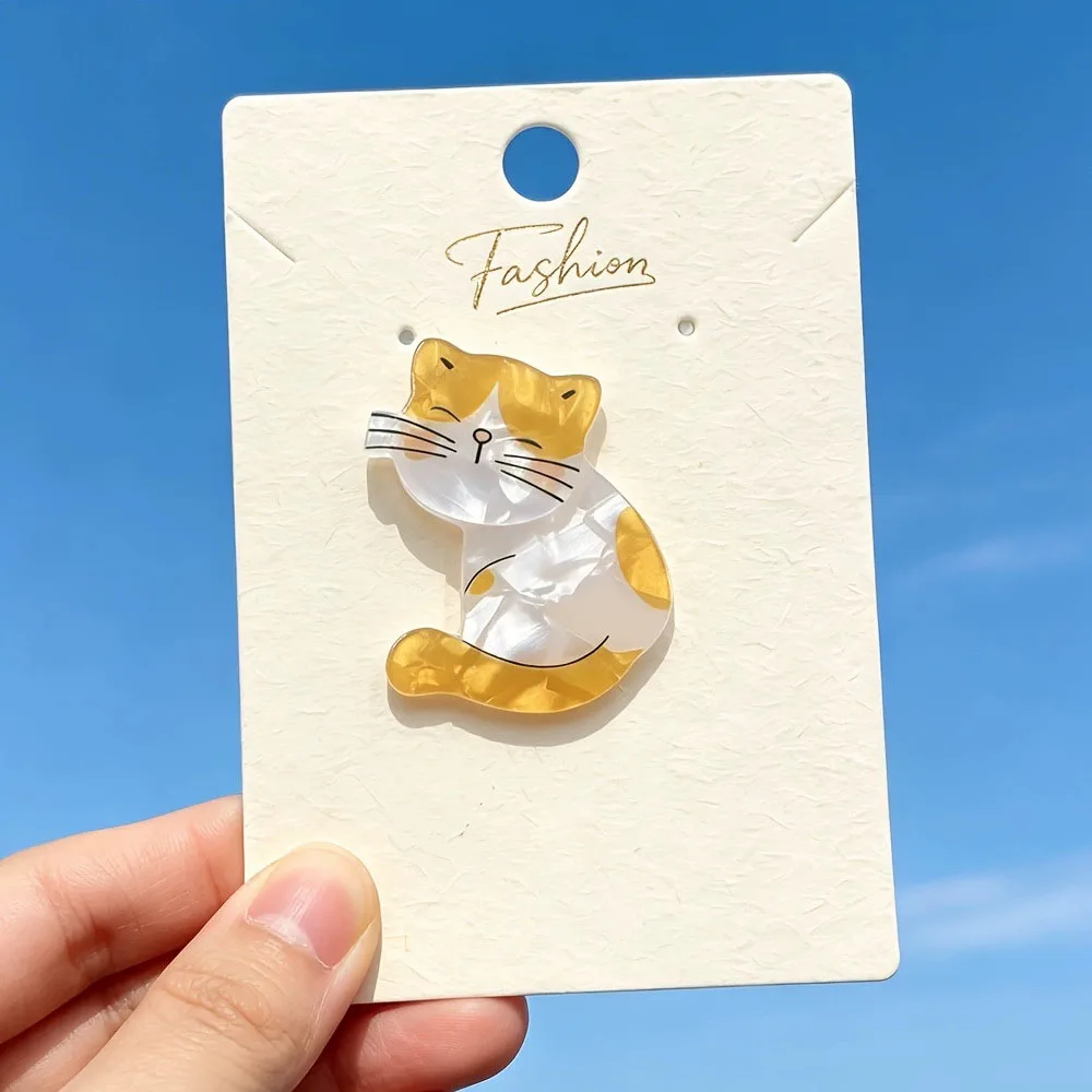 Cute Cartoon Calico Cat Brooch Pins, Multi-layer Acrylic HD Printed Kitten Lapel Badges, Lovely Animal Pins for Clothes Backpack