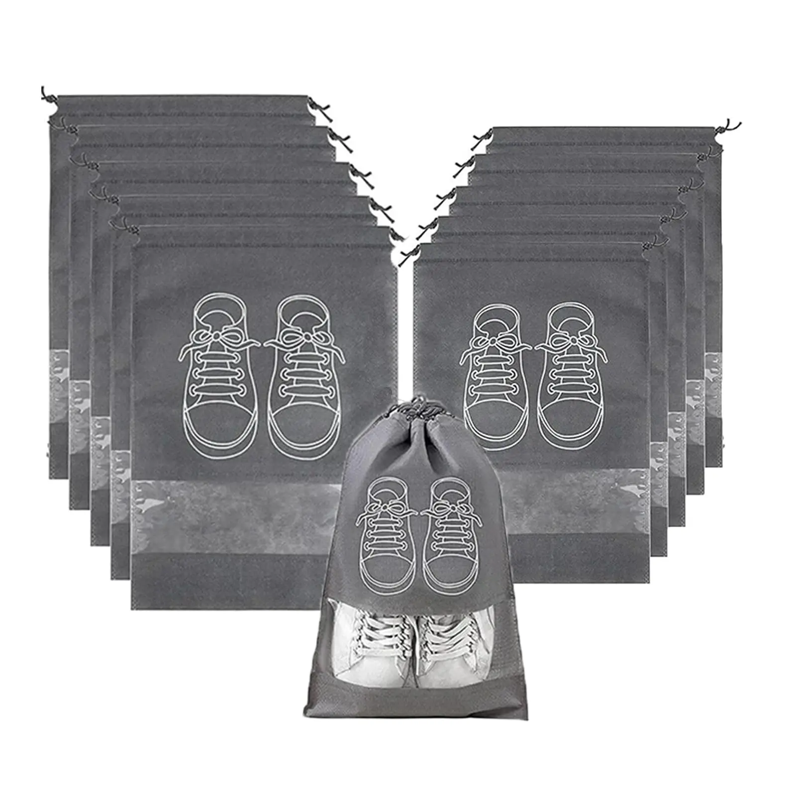 5pcs/set Shoe Storage Bag With Thickened Non-woven Fabric Strap Mouth Large Capacity Travel Waterproof Shoe Bag Moistureproof