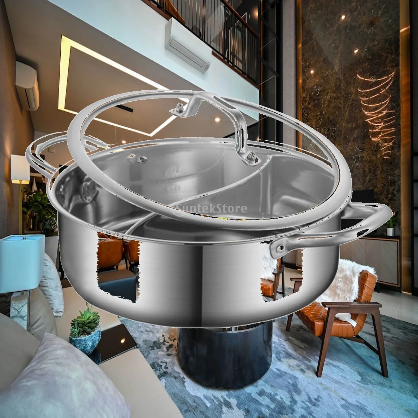 Shabu Shabu Hot Pot Double Sided Pot Induction Cooktop Hot Burner Multipurpose