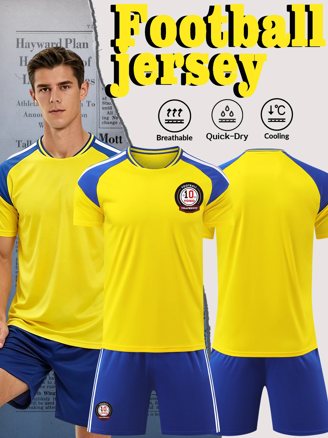 High-quality breathable T-shirt and shorts football set