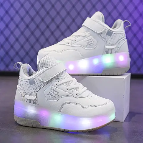 어린이 런어웨이 신발, 더블 휠 도르래 신발, 충전식 보이지 않는 바퀴, 성인 스케이트, 여름