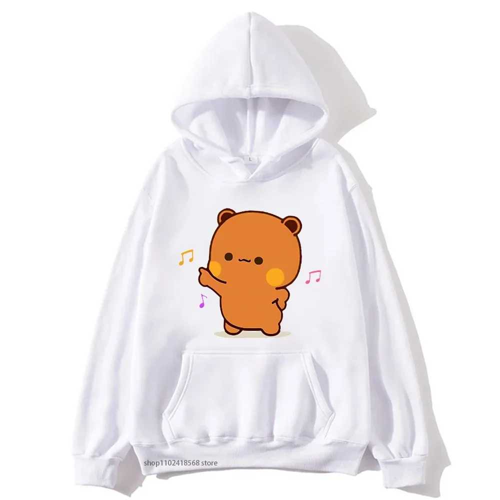 Couple Hoodies Bubu with Dudu Print Sweatshirt Panda and Brownie Bear Cartoon Cute Pullover Men Kawaii Cute Women Casual Y2k Top