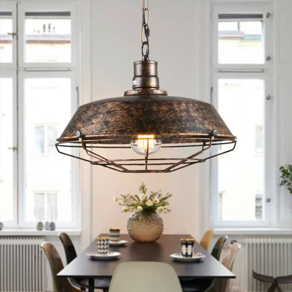 

Retro Ceiling Light Lamp Round Vintage Industrial Design Iron Deco Bulb ing Fixture Indoor s