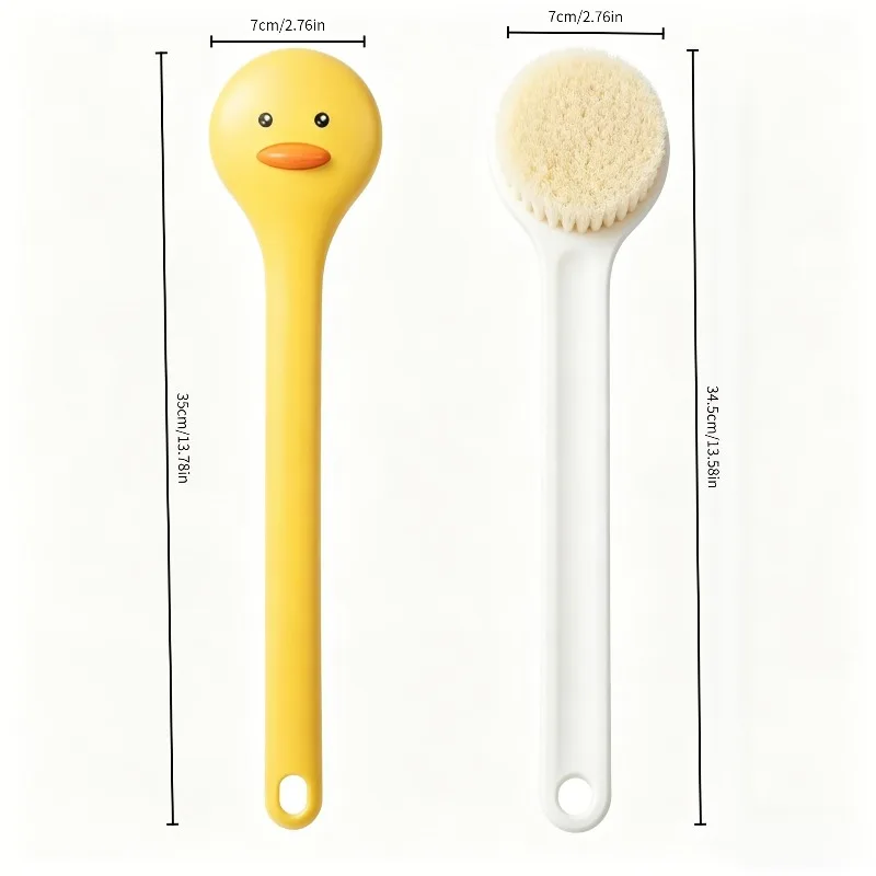 Household Yellow Duck Long Handle Soft Hair Shower Brush Hook Easy To Durable Plastic Structure Suitable for Back Hard-To- Areas