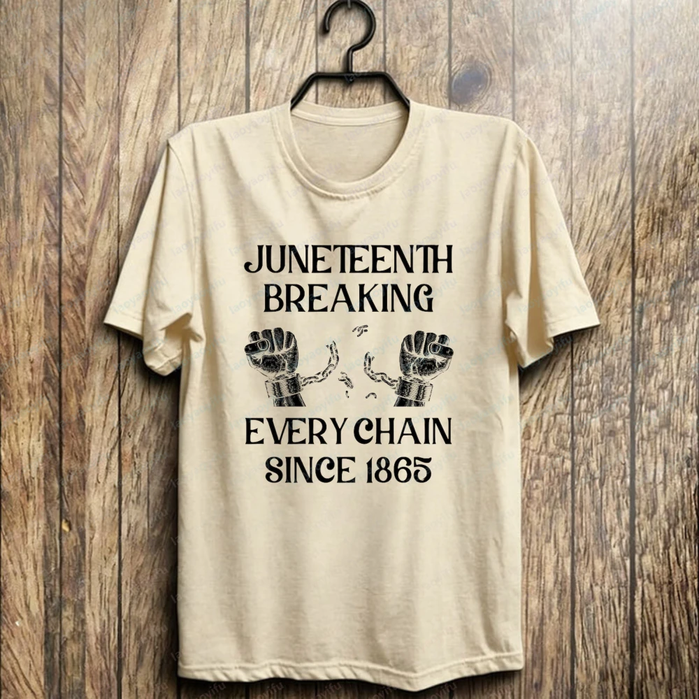 Breaking Every Chain Since 1865 Juneteenth Shirt Breaking Chains Graphic Tee Black Independence Day Vintage Trend Men's Clothing