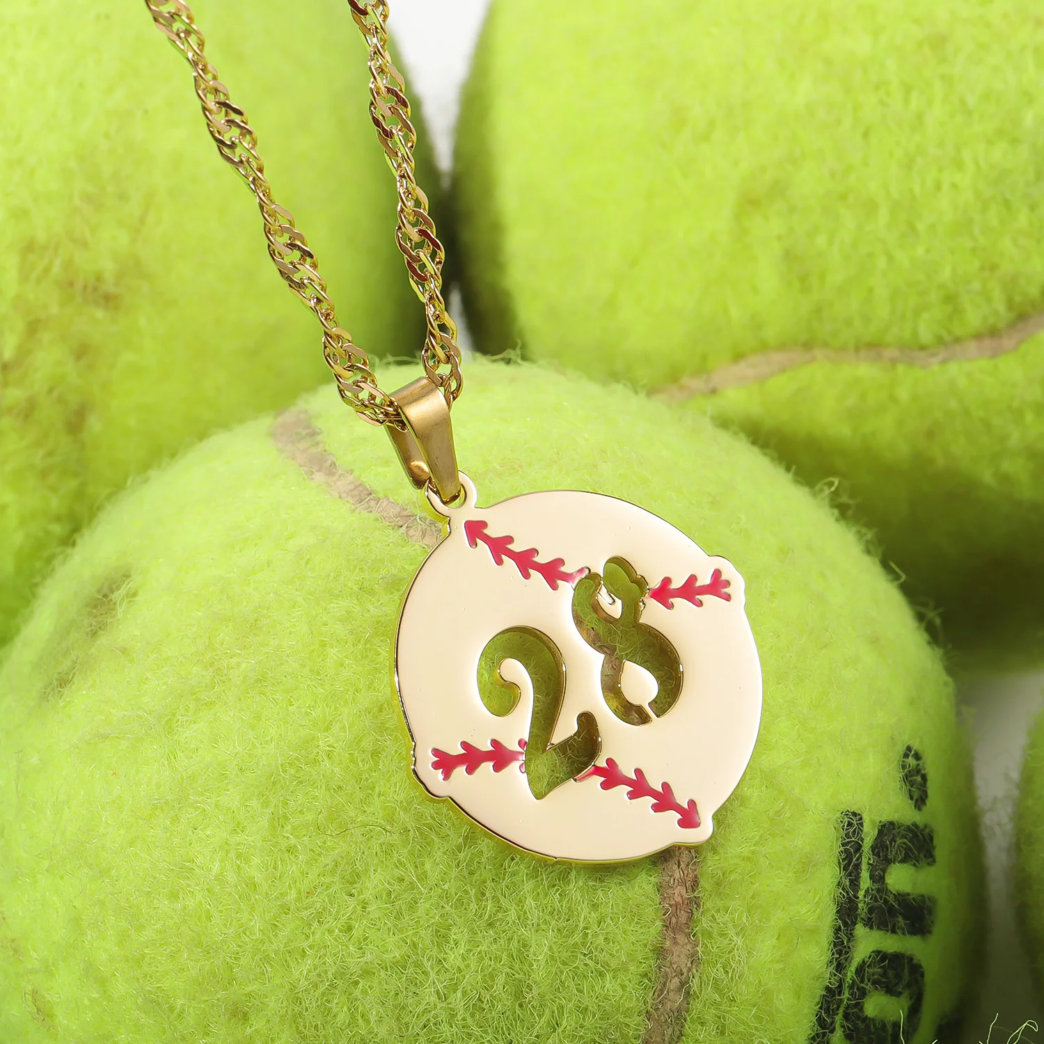 Custom Baseball Number Necklace Personalized Engraved Ball - Shaped Pendant Gold Plated Chain Jewelry Sports Themed Necklaces