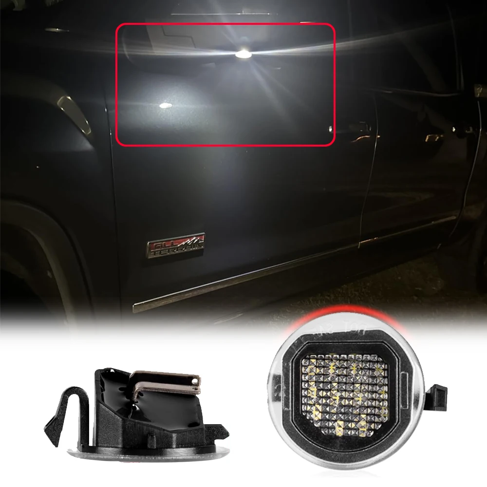 White LED Under Side Mirror Puddle DRL Light for Cadillac Escalade ESV Chevrolet Silverado 1500 2500HD 3500HD Suburban Tahoe